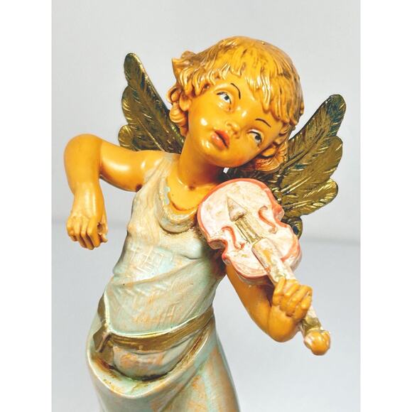 Vtg Fontanini Depose Italy Winged Angel 6.25" Violin Figurine #363 Spider Mark - Picture 2 of 6
